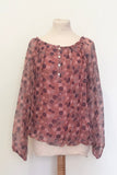 SPOTTED SILK GYPSY STYLE TOP WITH BLOUSON HEM