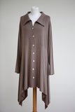 LONG LINE ASYMMETRIC SHIRT/JACKET WITH SHELL BUTTONS