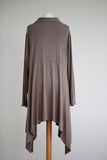 LONG LINE ASYMMETRIC SHIRT/JACKET WITH SHELL BUTTONS