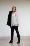 SPIKEY FLORAL SILK EVENING TOP